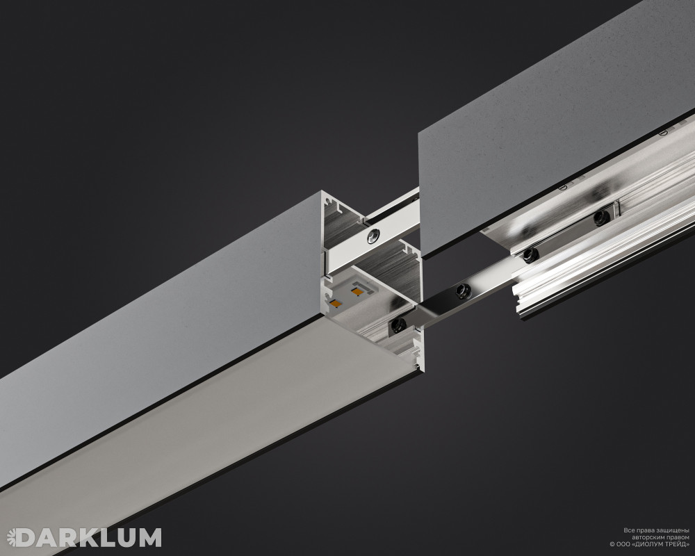 Накладной линейный светодиодный светильник LP55-1800 98Вт 5000К IP40 серый фото 6